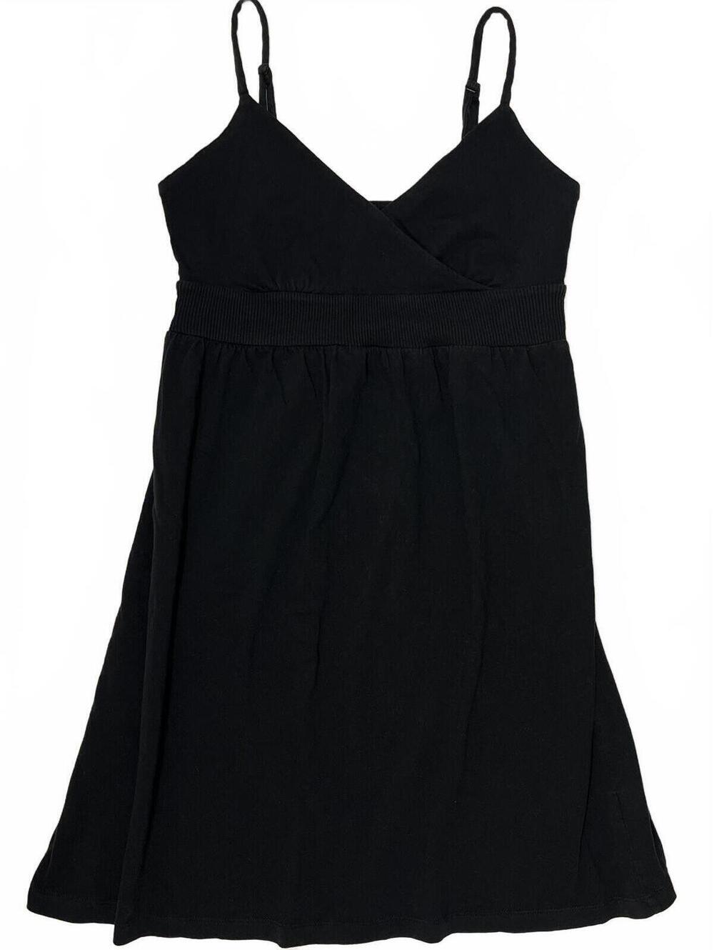 2010s Old Navy Black Babydoll Mini Dress Thin Straps And Faux Wrap Front Sz XS